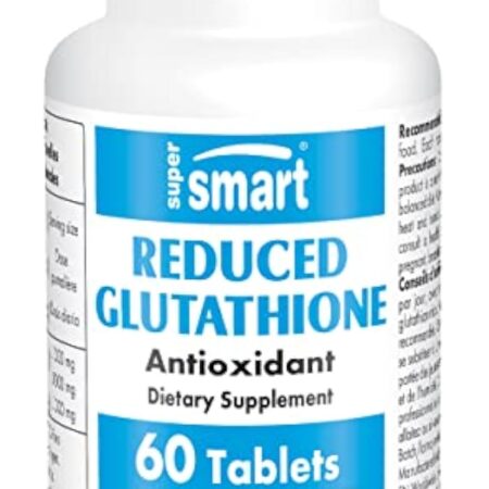 Glutathione Réduit (GSH) 1000 mg Par Jour - Antioxidant - Tripeptide Formé des Acides Aminés Cystéine, Acide Glutamique et Glycine - Enrichi à la Vitamine C - Vegan - Sans Gluten - Supersmart