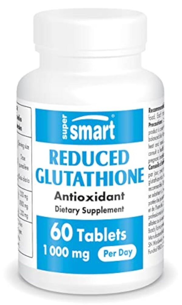 Glutathione Réduit (GSH) 1000 mg Par Jour - Antioxidant - Tripeptide Formé des Acides Aminés Cystéine, Acide Glutamique et Glycine - Enrichi à la Vitamine C - Vegan - Sans Gluten - Supersmart – Image 2