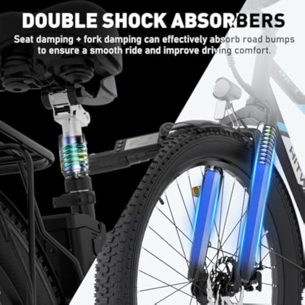 HITWAY Vélo électrique, 26*3.0 Pouces Ebike 250W Moteur Velo Electrique,VTT Batterie Lithium Amovible 48V/15Ah, 7 Vitesses Vélo de Ville Velo Hollandais Femme Bicyclette Adulte ebike,jusqu'à 50-120km – Image 6