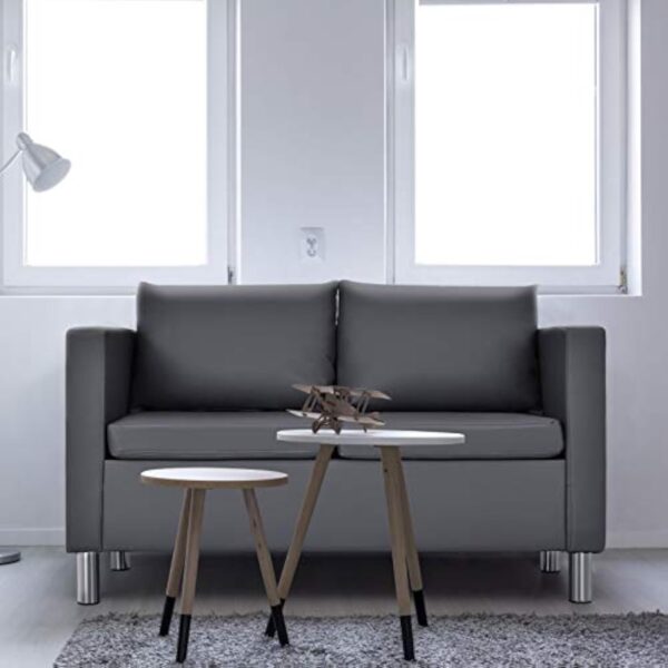 HOMASIS Canapé 2 places avec coussins de dossier amovibles et coussins d'assise - Canapé rembourré avec pieds en métal - Pour salon et bureau - 120 x 60 x 62,5 cm - Gris – Image 4