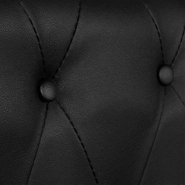 Homgoday Canapé Chesterfield 3 places en cuir artificiel noir, canapé 3 places, canapé en cuir, canapé vintage, canapé en cuir – Image 4