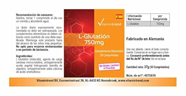 L-Glutathion 750mg - Forme réduite - Végan - Hautement dosé - 30 comprimés | Vitamintrend® – Image 5