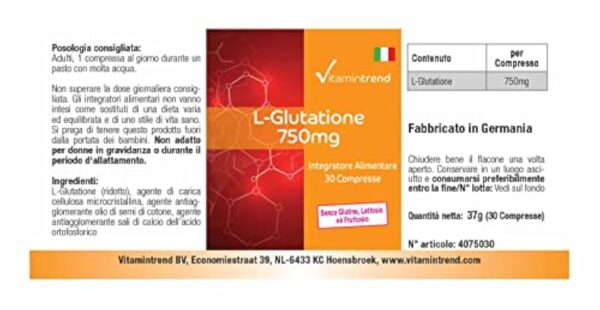 L-Glutathion 750mg - Forme réduite - Végan - Hautement dosé - 30 comprimés | Vitamintrend® – Image 7