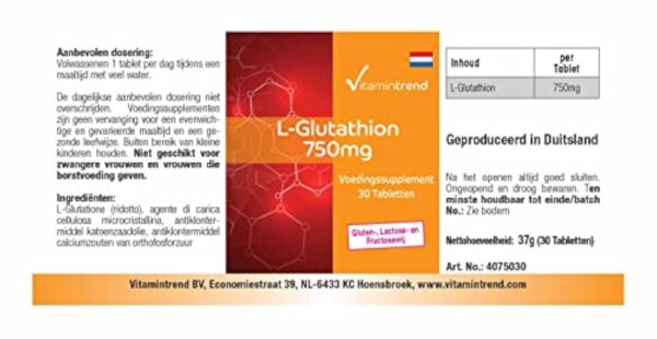 L-Glutathion 750mg - Forme réduite - Végan - Hautement dosé - 30 comprimés | Vitamintrend® – Image 8