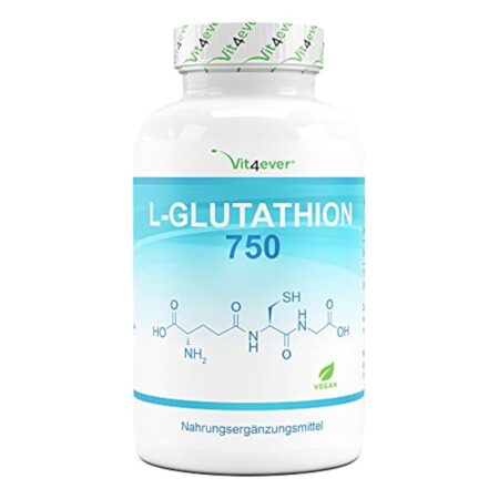 L-Glutathion avec 750 mg par gélule - Premium : glutathion réduit & bioactif issu de la fermentation - 60 gélules - fortement dosé - végétalien