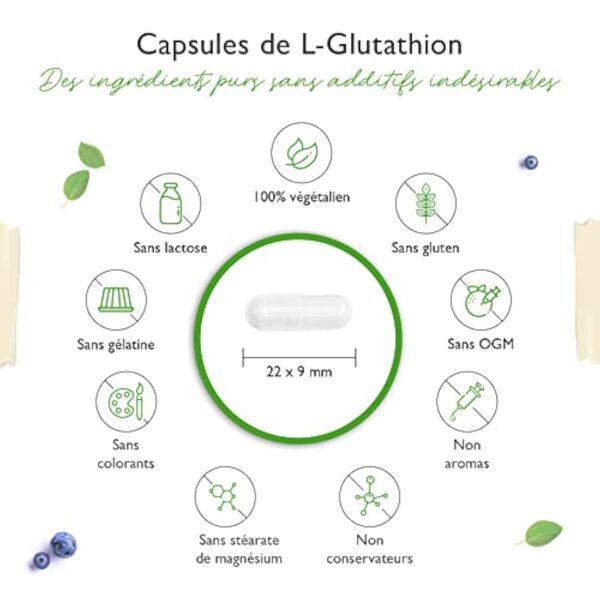 L-Glutathion avec 750 mg par gélule - Premium : glutathion réduit & bioactif issu de la fermentation - 60 gélules - fortement dosé - végétalien – Image 5