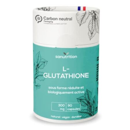 L-Glutathion réduit 300 mg par gélule | 90 gélules | sous forme biologiquement active | hautement dosé | bonne biodisponibilité et tolérance | végétalien | emballage 100% papier