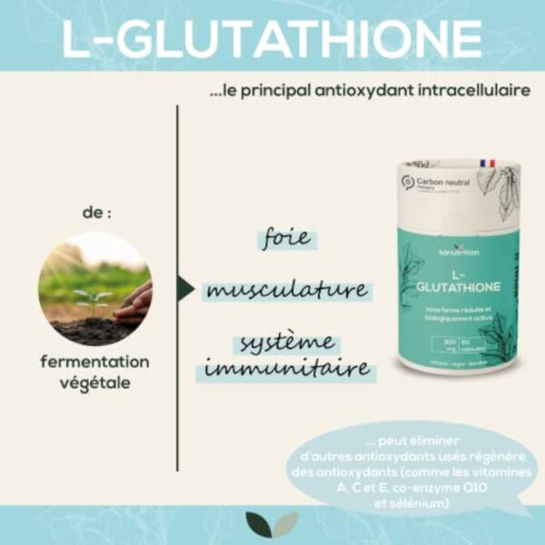L-Glutathion réduit 300 mg par gélule | 90 gélules | sous forme biologiquement active | hautement dosé | bonne biodisponibilité et tolérance | végétalien | emballage 100% papier – Image 6