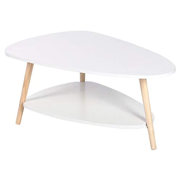 LANTUS Table Basse Ovale Moderne Table de Salon Table de Canapé avec Pieds en BoisBois d'ingénierie, Table Basse avec étagère, Deux Niveaux, Salon Moderne, HxLxP : 90 * 60 * 40cm – Image 3