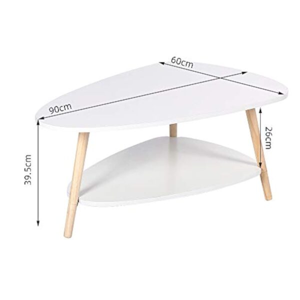 LANTUS Table Basse Ovale Moderne Table de Salon Table de Canapé avec Pieds en BoisBois d'ingénierie, Table Basse avec étagère, Deux Niveaux, Salon Moderne, HxLxP : 90 * 60 * 40cm – Image 7