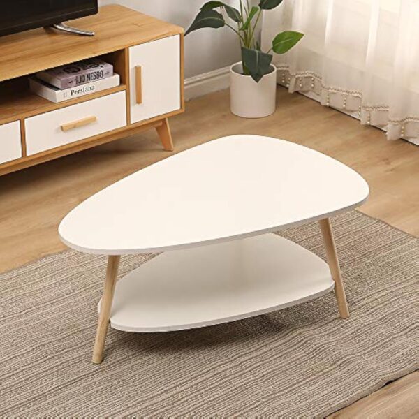 LANTUS Table Basse Ovale Moderne Table de Salon Table de Canapé avec Pieds en BoisBois d'ingénierie, Table Basse avec étagère, Deux Niveaux, Salon Moderne, HxLxP : 90 * 60 * 40cm – Image 8