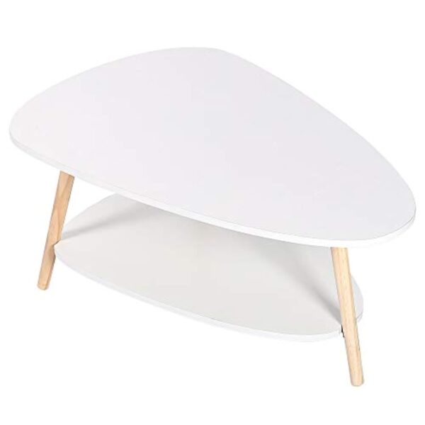 LANTUS Table Basse Ovale Moderne Table de Salon Table de Canapé avec Pieds en BoisBois d'ingénierie, Table Basse avec étagère, Deux Niveaux, Salon Moderne, HxLxP : 90 * 60 * 40cm – Image 9