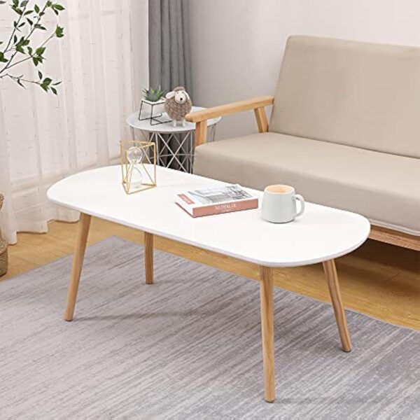 MAYMA Table Basse Blanche,Table de Salon,Table d'appoint,Table de canapé,Table Moderne,Table Basse Bois,Table Basse Scandinaves