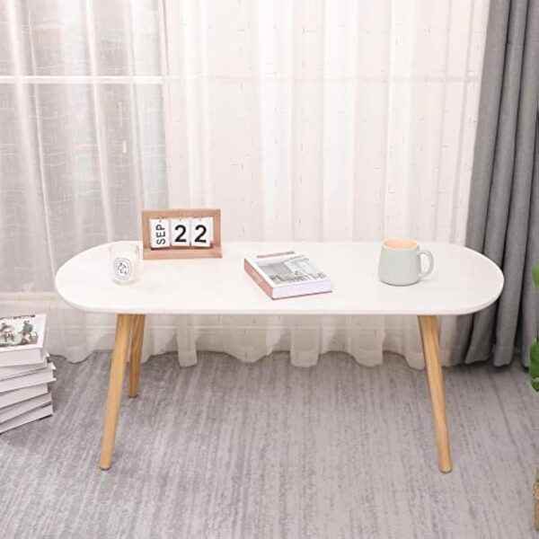 MAYMA Table Basse Blanche,Table de Salon,Table d'appoint,Table de canapé,Table Moderne,Table Basse Bois,Table Basse Scandinaves – Image 8