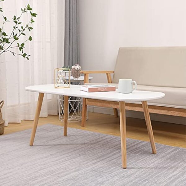 MAYMA Table Basse Blanche,Table de Salon,Table d'appoint,Table de canapé,Table Moderne,Table Basse Bois,Table Basse Scandinaves – Image 9