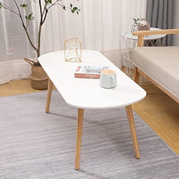 MAYMA Table Basse Blanche,Table de Salon,Table d'appoint,Table de canapé,Table Moderne,Table Basse Bois,Table Basse Scandinaves – Image 10