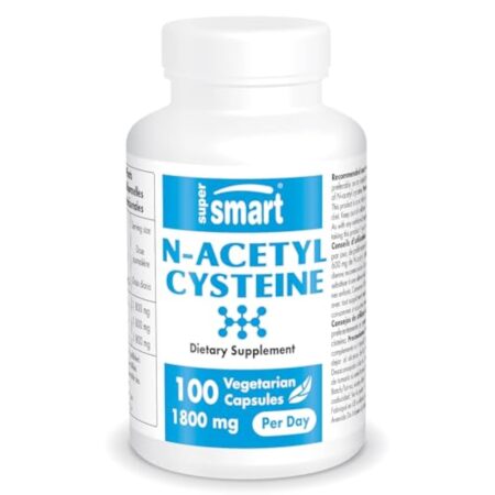 N-Acetyl Cysteine (NAC) - Booster de Glutathion - Antioxydant et Détoxifiant - Anti-Âge - Protège le Foie - Contre le Stress Oxydatif - 100 Gélules Végétales - Sans OGM - Sans Gluten - Supersmart