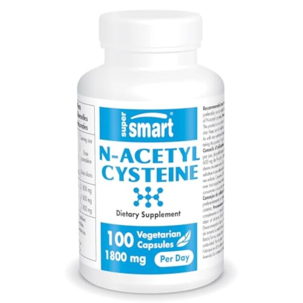 N-Acetyl Cysteine (NAC) - Booster de Glutathion - Antioxydant et Détoxifiant - Anti-Âge - Protège le Foie - Contre le Stress Oxydatif - 100 Gélules Végétales - Sans OGM - Sans Gluten - Supersmart – Image 2