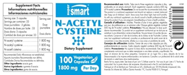 N-Acetyl Cysteine (NAC) - Booster de Glutathion - Antioxydant et Détoxifiant - Anti-Âge - Protège le Foie - Contre le Stress Oxydatif - 100 Gélules Végétales - Sans OGM - Sans Gluten - Supersmart – Image 9