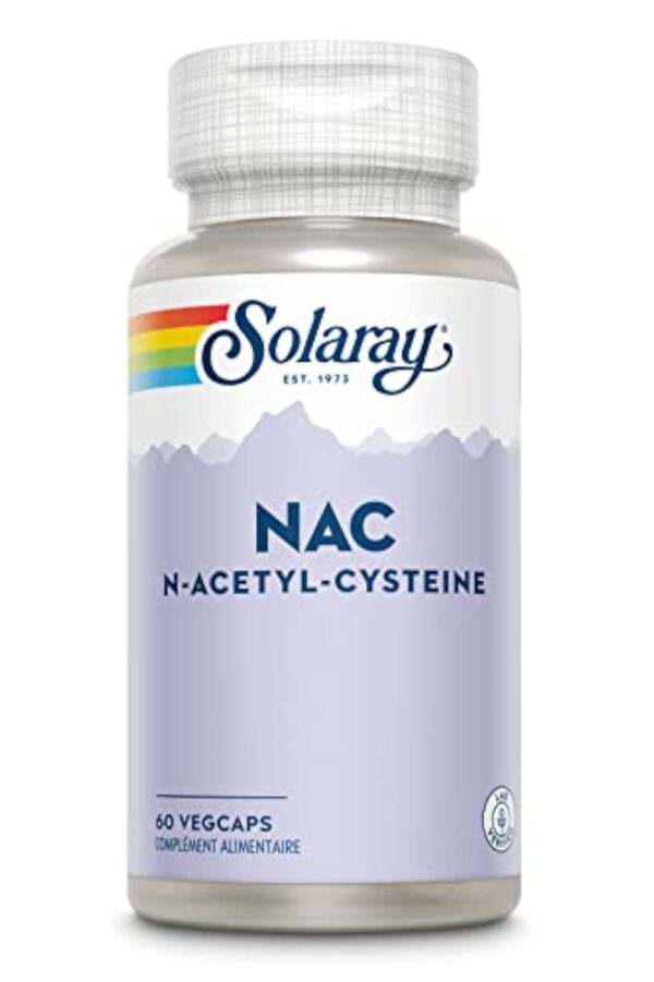 Solaray NAC N-Acetyl-Cysteine 600mg | Antioxydant, système respiratoire | 60 vegcaps – Image 2