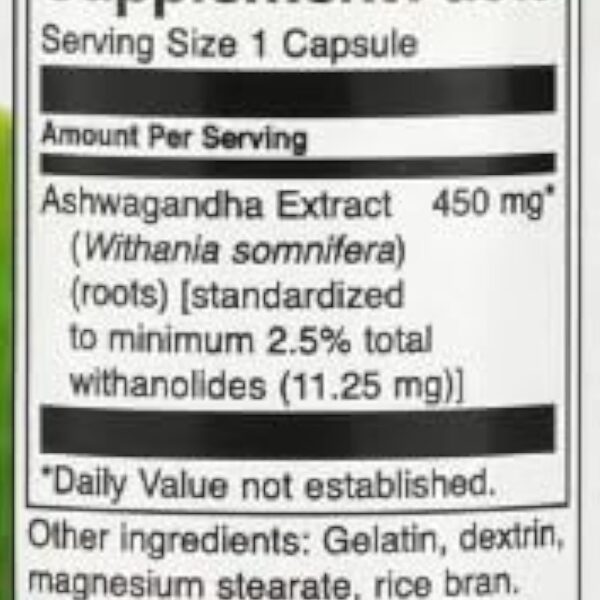 Swanson Ashwagandha Extrait 450mg - 60 Capsules | Supplément Anti-Stress et Adaptogène Naturel pour Équilibre Hormonal et Bien-être Mental