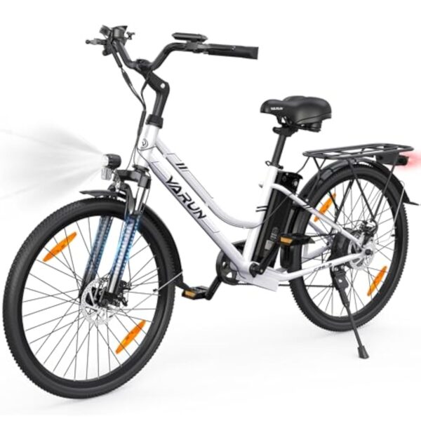 VARUN Vélo Électrique, Velo Electrique Adulte 26 Pouces, Moteur 250W, Batterie Amovible 48V, Autonomie De 80KM, Urban E-Bike avec Pédalage Assisté, 7 Vitesses pour Adulte Homme Femme