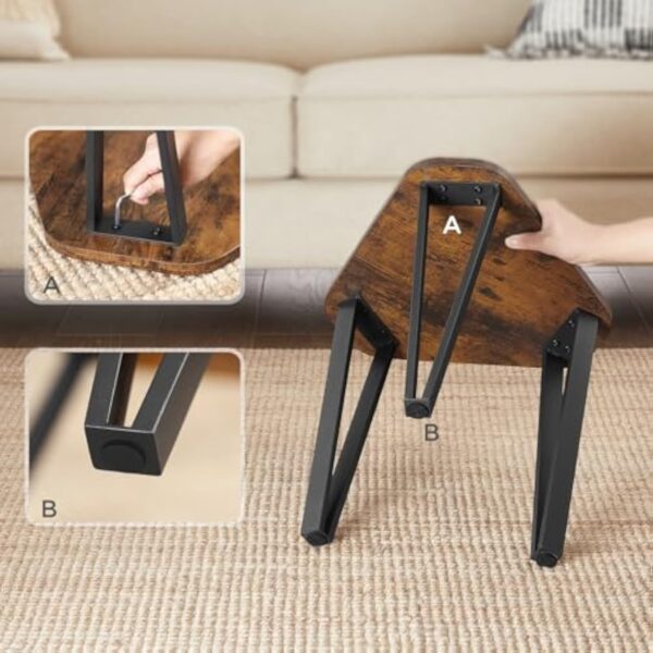 VASAGLE Petite Tables d’appointgigognes, Lot de 3, Bouts de canapé pour Salon, empilable, Robuste, Assemblage Facile, Structure en Acier, Style Industriel, Marron Rustique et Noir LNT14BX – Image 5