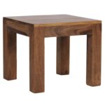 WOHNLING Table Basse en Bois Massif Sheesham Tableau 45 cm de Large Conception de Table de Salon de Style campagnard Brun foncé