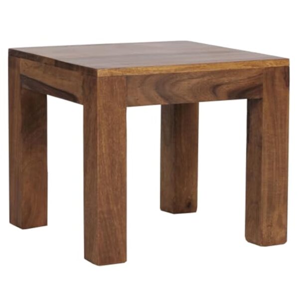 WOHNLING Table Basse en Bois Massif Sheesham Tableau 45 cm de Large Conception de Table de Salon de Style campagnard Brun foncé