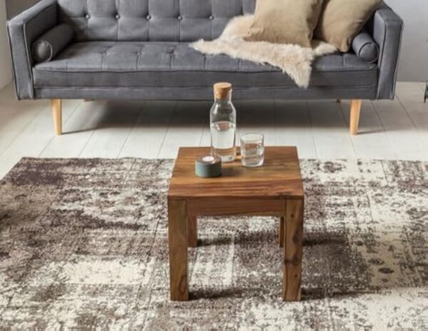 WOHNLING Table Basse en Bois Massif Sheesham Tableau 45 cm de Large Conception de Table de Salon de Style campagnard Brun foncé – Image 6