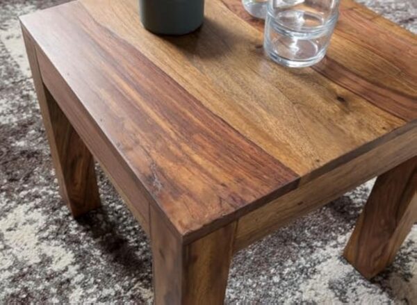 WOHNLING Table Basse en Bois Massif Sheesham Tableau 45 cm de Large Conception de Table de Salon de Style campagnard Brun foncé – Image 7