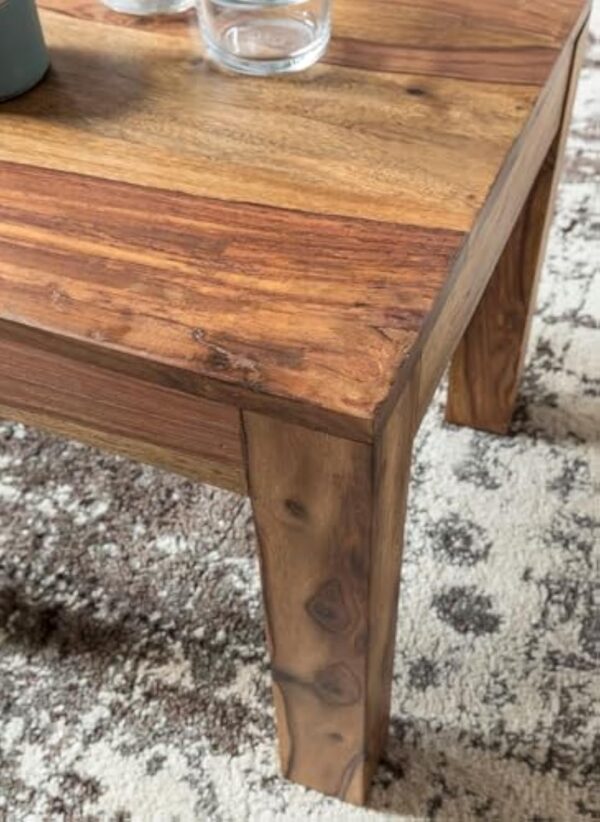WOHNLING Table Basse en Bois Massif Sheesham Tableau 45 cm de Large Conception de Table de Salon de Style campagnard Brun foncé – Image 8