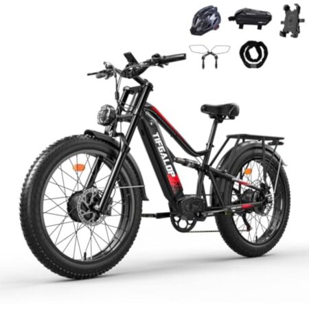 tifgalop Vélo électrique pour Adultes, vélo électrique Tout-Terrain 26 Pouces, Double Moteurs, Double amortisseurs, 7 Vitesses, Batterie au Lithium 52V 21Ah, autonomie jusqu'à 40-80 kilomètres