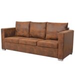 vidaXL Canapé à 3 Places Sofa de Salon Canapé de Salle de Séjour Meuble de Salon Maison Intérieur 191x73x82 cm Cuir Daim Artificiel