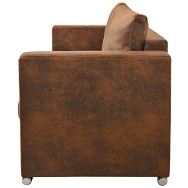 vidaXL Canapé à 3 Places Sofa de Salon Canapé de Salle de Séjour Meuble de Salon Maison Intérieur 191x73x82 cm Cuir Daim Artificiel – Image 4