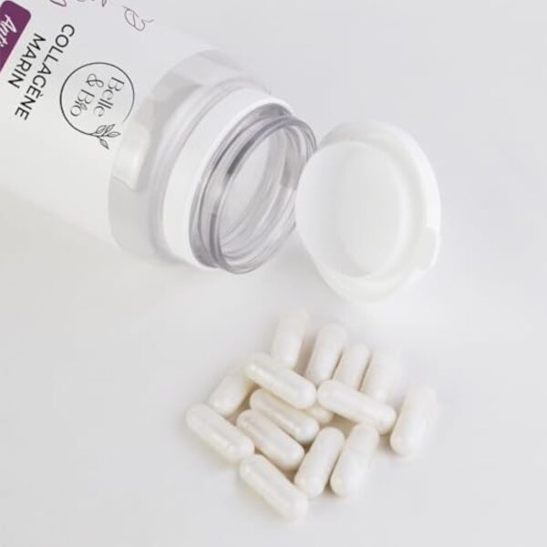 ANTI-ÂGE & TONICITÉ DE LA PEAU - Collagène Marin 90% protéines actives - Vitamines C et E et SELENIUM - 120 gélules - Cure 2 mois - Complément Alimentaire BELLE&BIO - Fabriqué en France – Image 3