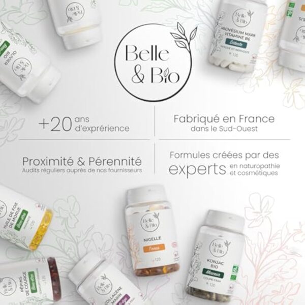 ANTI-ÂGE & TONICITÉ DE LA PEAU - Collagène Marin 90% protéines actives - Vitamines C et E et SELENIUM - 120 gélules - Cure 2 mois - Complément Alimentaire BELLE&BIO - Fabriqué en France – Image 5