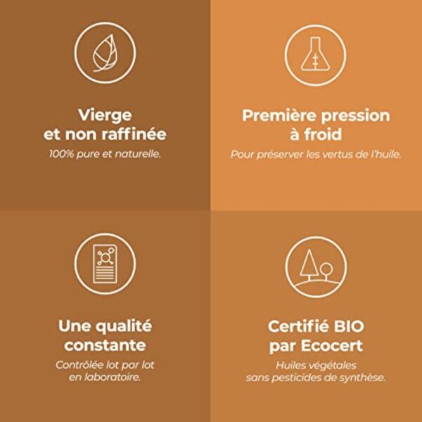 BIO - Huile végétale Chanvre - 100mL - 100% Pure, Naturelle, Pressée à froid et Certifiée AB - AROMA LABS (Marque Française) – Image 5
