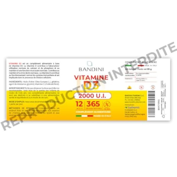 Bandini® Vitamine D3 2000 UI 365 Gélules (1 An) | Vitamin D 50μg avec Huile d’Olive Extra Vierge pour Absorption Optimale | Complément Alimentaire pour les Fonctions Osseuse, Musculaire, Immunitaire – Image 8