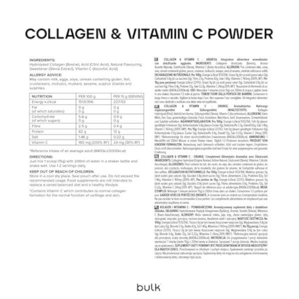Bulk Collagène et Vitamine C en Poudre, Orange, 500 g – Image 3