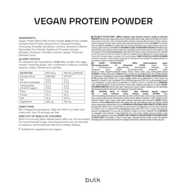 Bulk Protéines véganes en poudre, Vanille, 1 kg, Formule Nouvelle & Améliorée – Image 8