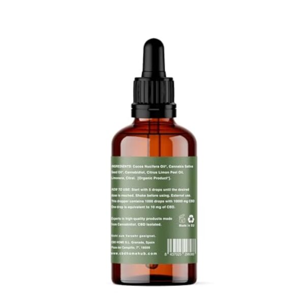 CBD HOME Oils - Huile de CBD 20% 50 ml - Isolé - Huile de Coco (MCT) et Chanvre Biologique Enrichi avec 10.000 mg de CBD Pur et Omega 3-6-9. Huile de CBD Certifié - Fabrication UE – Image 3