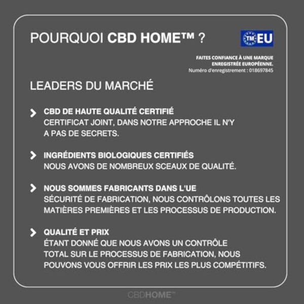 CBD HOME Oils - Huile de CBD 20% 50 ml - Isolé - Huile de Coco (MCT) et Chanvre Biologique Enrichi avec 10.000 mg de CBD Pur et Omega 3-6-9. Huile de CBD Certifié - Fabrication UE – Image 4