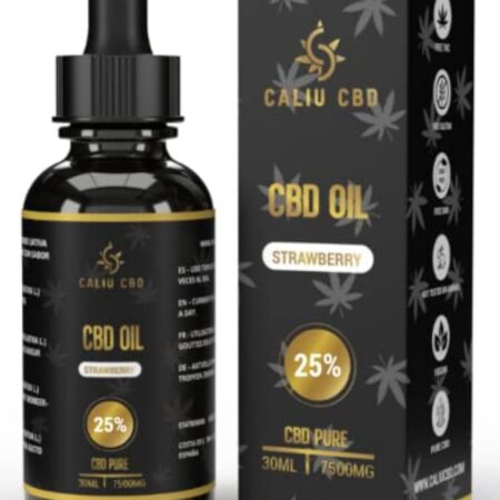 CBD | Huile cbd de chanvre bio | 25% 7500mg 30ML | À l'extrait de fraise | Cbd Huile de chanvre | Fabriqué dans l'UE | 0% THC 1200 gouttes | Huile de graines de cannabis.de chanvre.