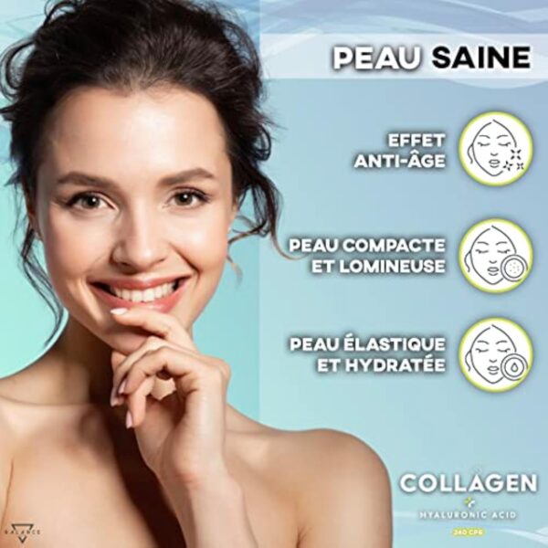 COLLAGENE HYDROLISE 2000MG - 240 COMPRIMÉS | Collagene et Acide Hyaluronique | Collagène, Acide Hyaluronique, Coenzyme Q10, Vitamine C, Biotine et Zinc pour la Peau, les Os et les Articulations – Image 5