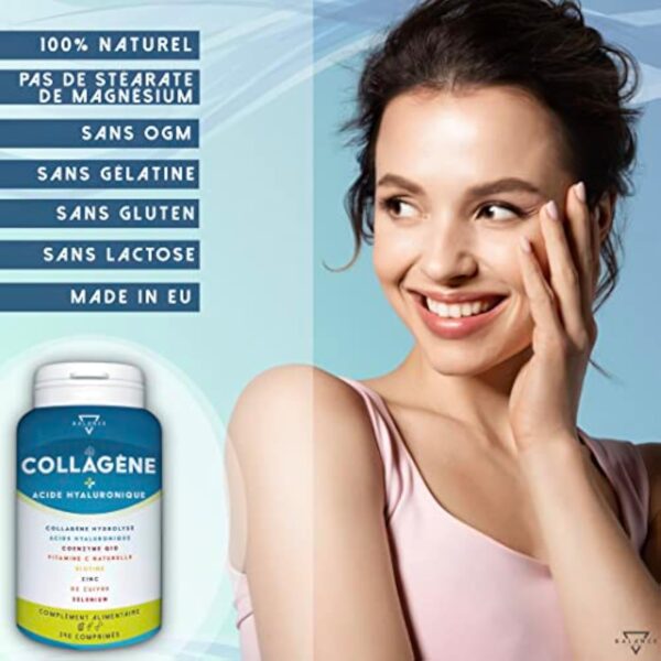 COLLAGENE HYDROLISE 2000MG - 240 COMPRIMÉS | Collagene et Acide Hyaluronique | Collagène, Acide Hyaluronique, Coenzyme Q10, Vitamine C, Biotine et Zinc pour la Peau, les Os et les Articulations – Image 8
