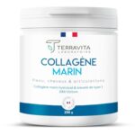 COLLAGÈNE MARIN Breveté en Poudre | 250 Grammes de Peptides de Collagène Purs de Type 1 | Articulations Souples, Peau Lisse et Hydratée | Goût Neutre | Filière 100% Française | Terravita