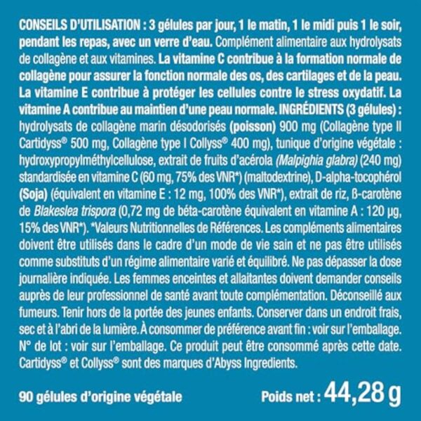 COLLAGENE MARIN - Type 1 & 2 BREVETÉ Pur et Naturel - Vitamines A, C & E Végétales - Nutrimea - Hydratation de la Peau - Protège Os et Articulations - 900 mg - 90 Gélules - Fabriqué en France – Image 10