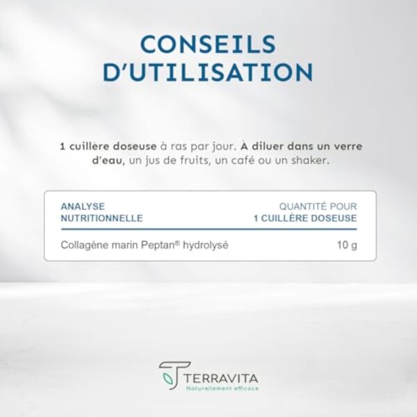 COLLAGÈNE MARIN Breveté en Poudre | 250 Grammes de Peptides de Collagène Purs de Type 1 | Articulations Souples, Peau Lisse et Hydratée | Goût Orange | Filière 100% Française | Terravita – Image 6