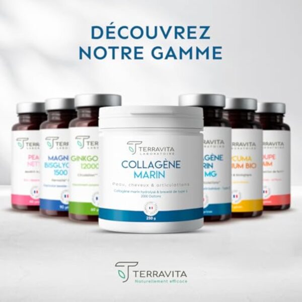 COLLAGÈNE MARIN Breveté en Poudre | 250 Grammes de Peptides de Collagène Purs de Type 1 | Articulations Souples, Peau Lisse et Hydratée | Goût Neutre | Filière 100% Française | Terravita – Image 9
